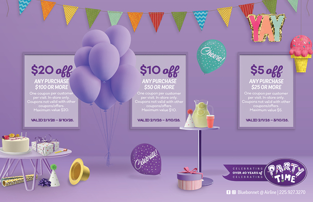 february coupon- 20 dollars off 100 dollars, 10 dollars off 50 dollars, 5 dollars off 25 dollars 